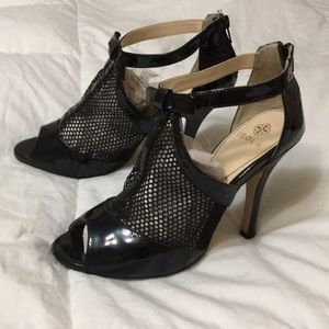 Black leather heels.